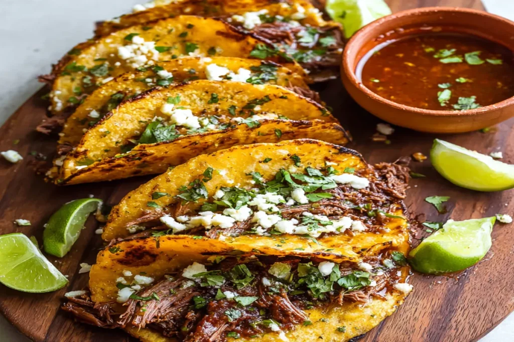 Shredded beef in birria sauce