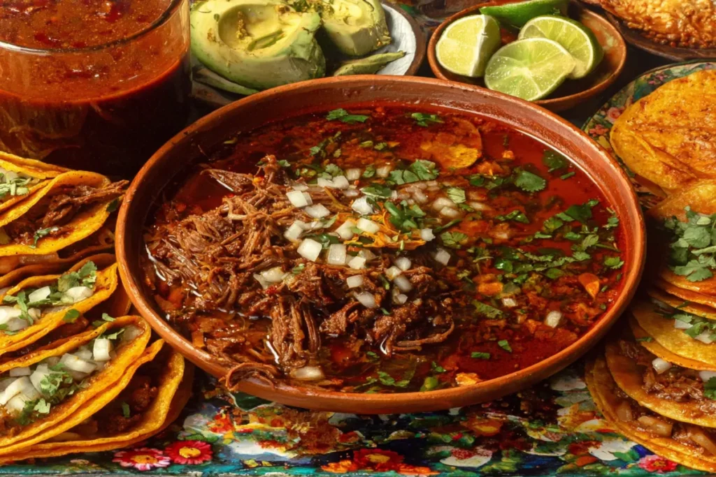 Birria taco dipped in consommé
