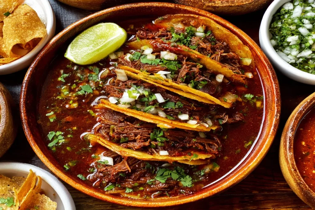 Birria Bros stew with garnish