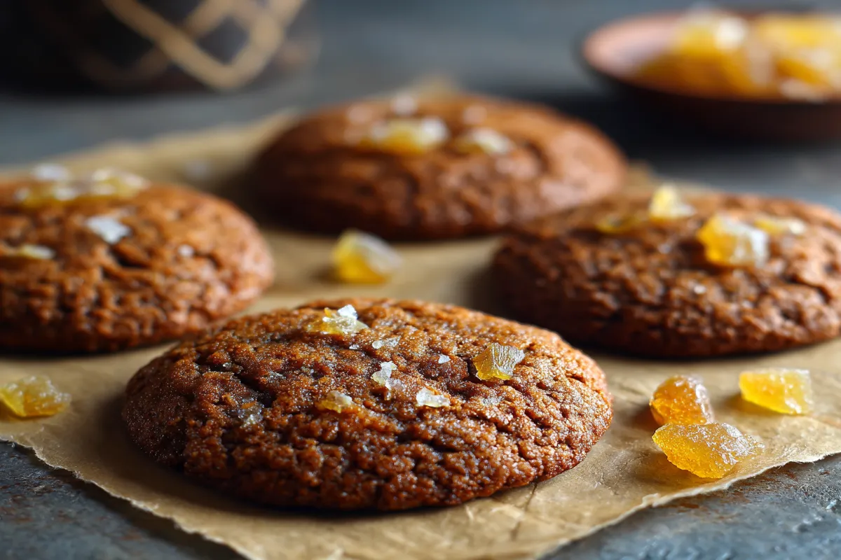 Triple-ginger rye cookies with candied ginger
