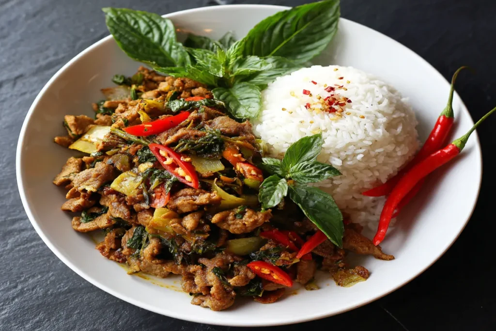 Hunan chicken stir-fry in a wok with vegetables