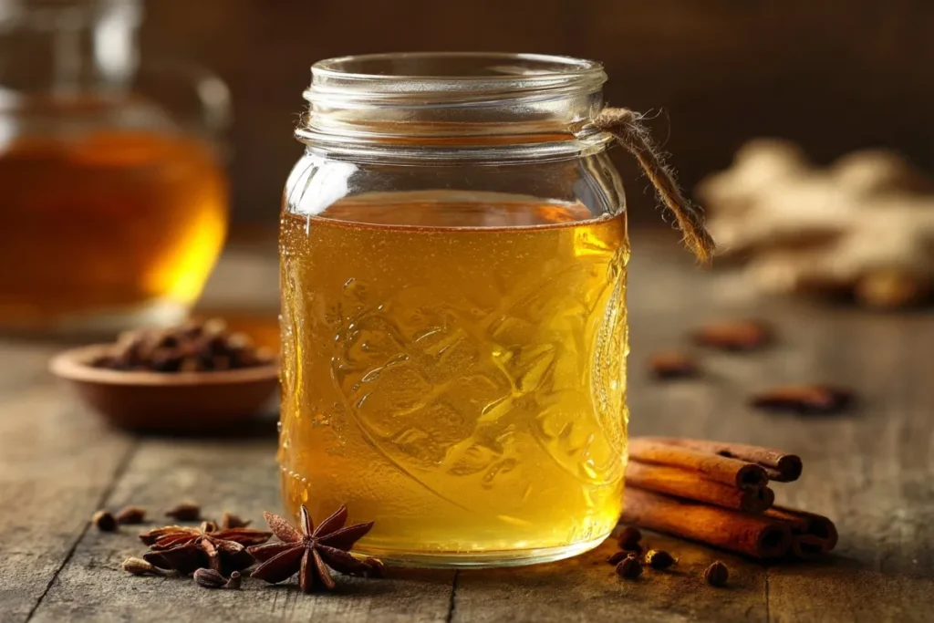 Cooking ginger apple jam in a pot
