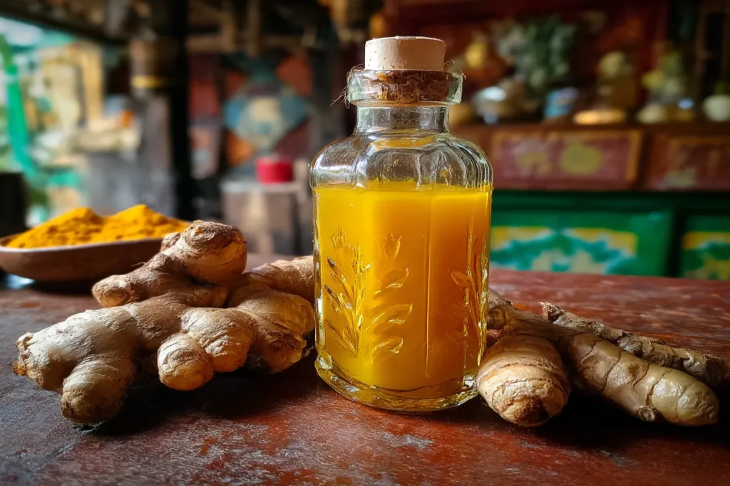 Jamu tonic with turmeric and ginger roots