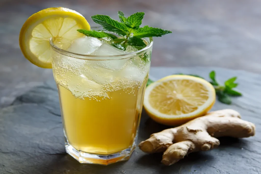 Three seasonal ginger tea drinks displayed together