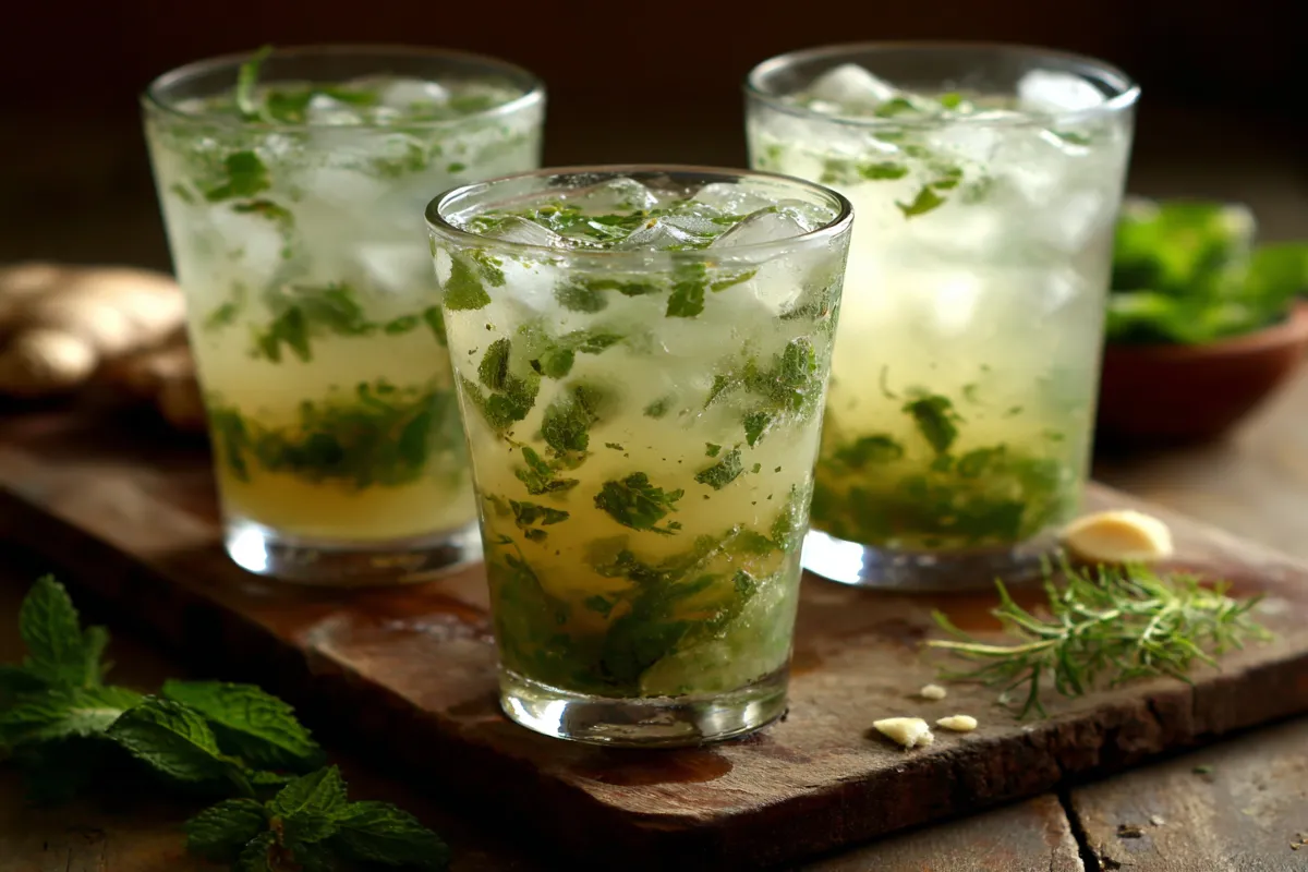Three seasonal ginger tea drinks displayed together