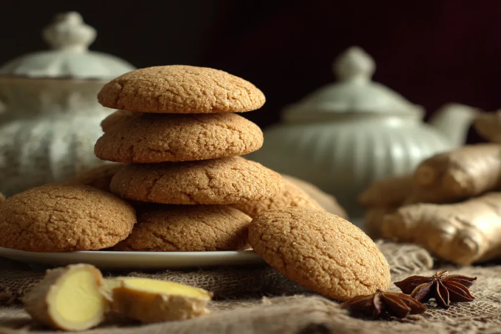 Fresh ginger root and ground ginger on wooden background