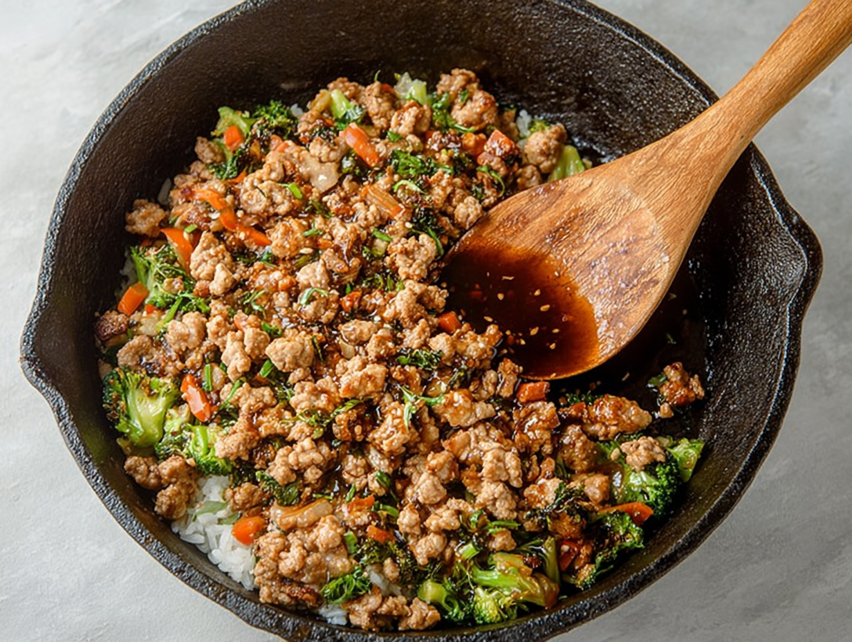 Healthy Ground Turkey Teriyaki Rice Bowl