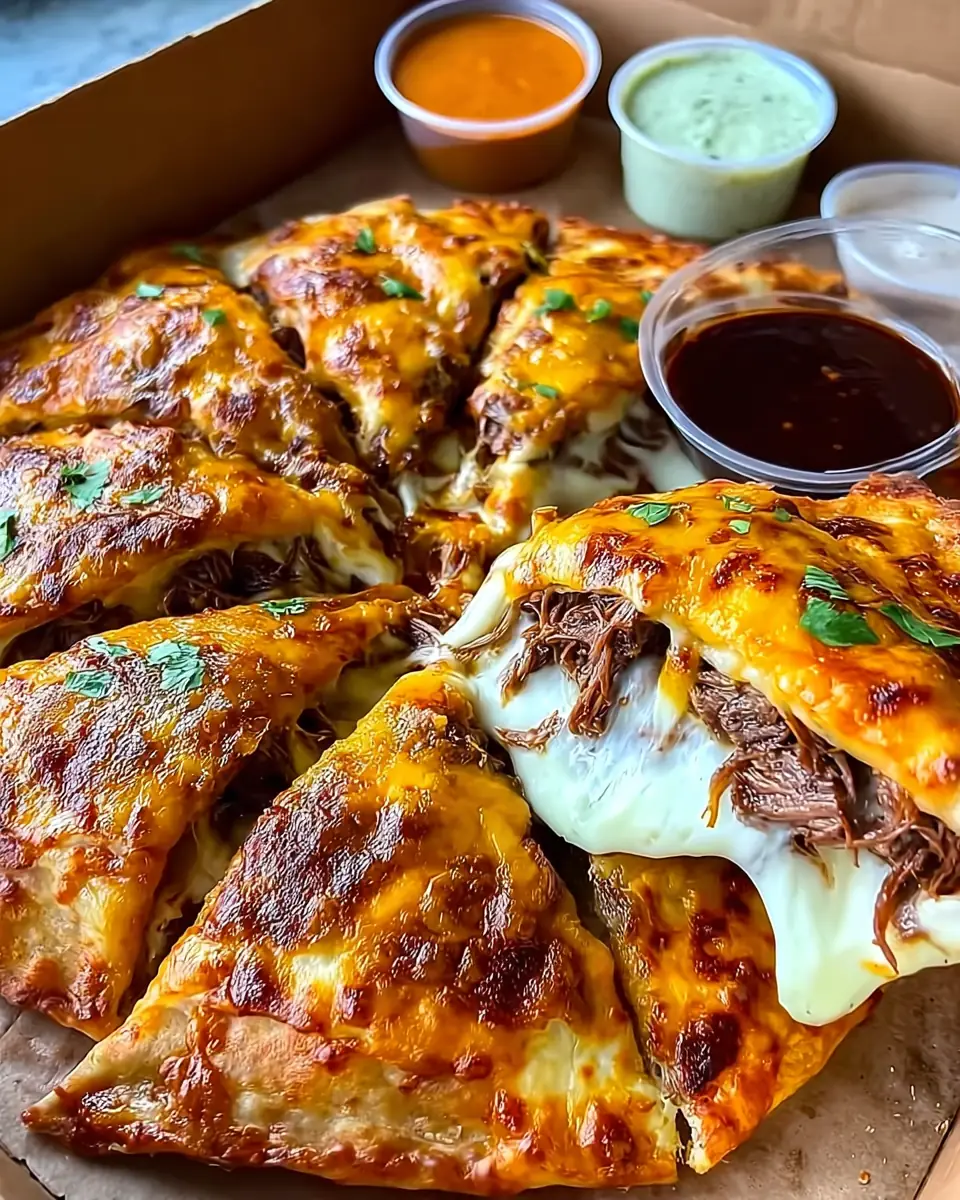 A delicious plate of Birria Pizza