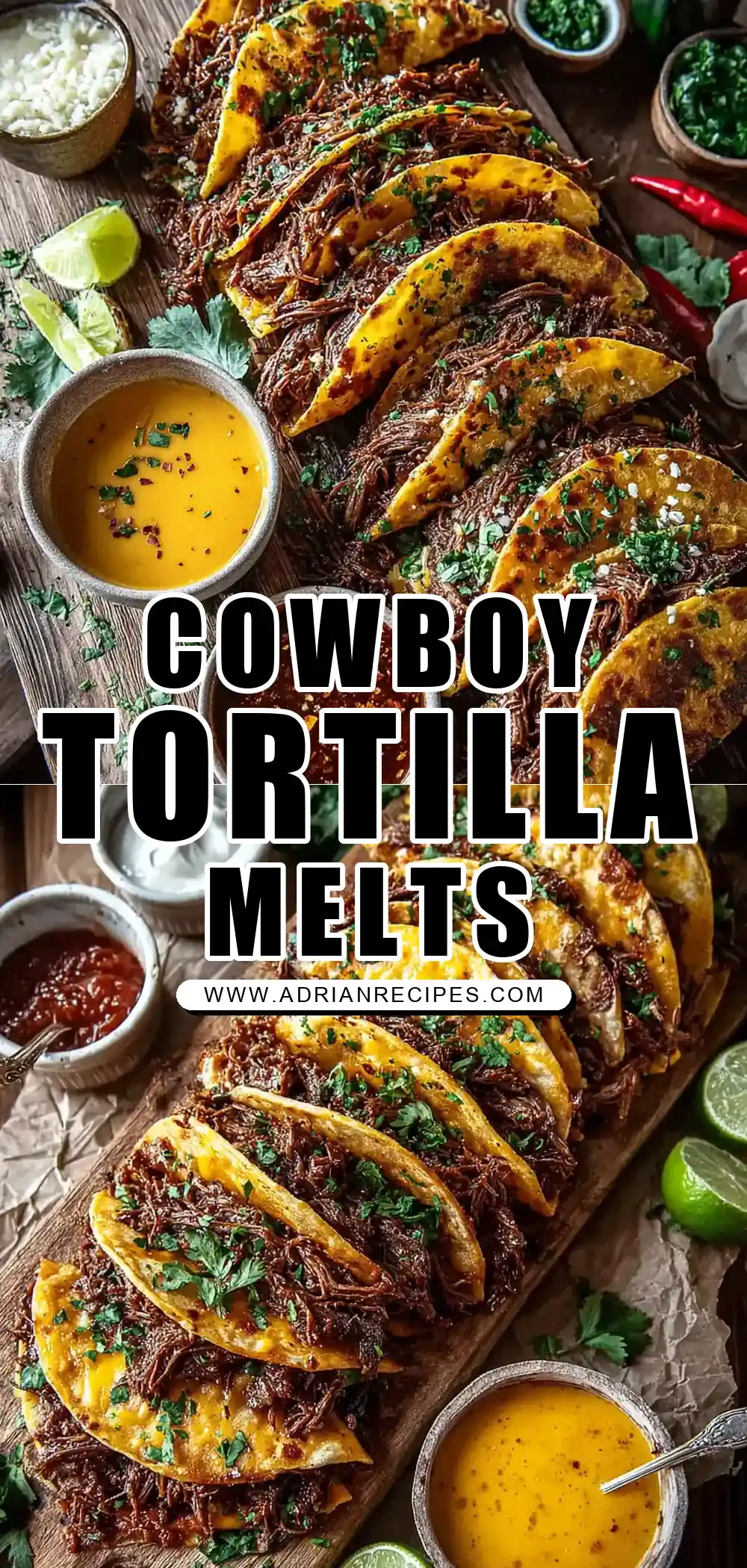 Cowboy Butter Smashed Beef Tortilla Melts with Spicy Dipping Sauce