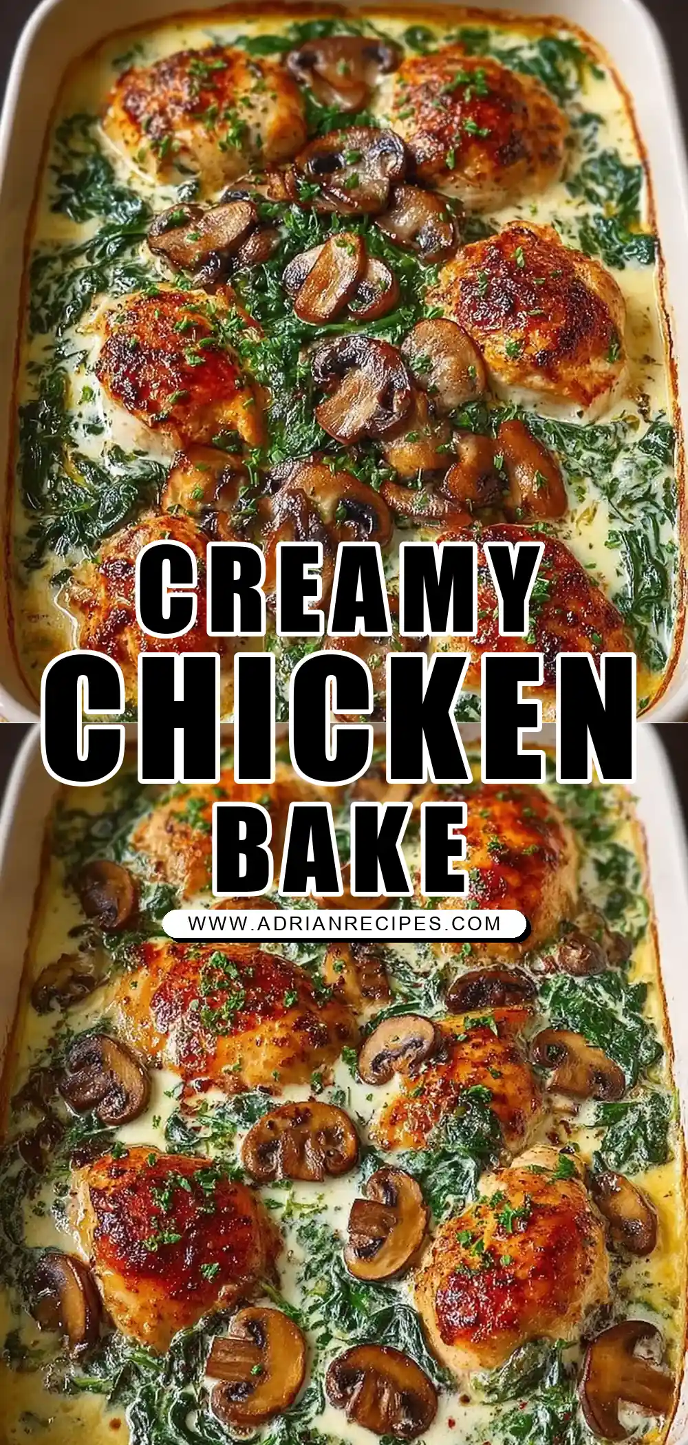 Low Carb Creamy Chicken, Spinach & Mushroom Bake