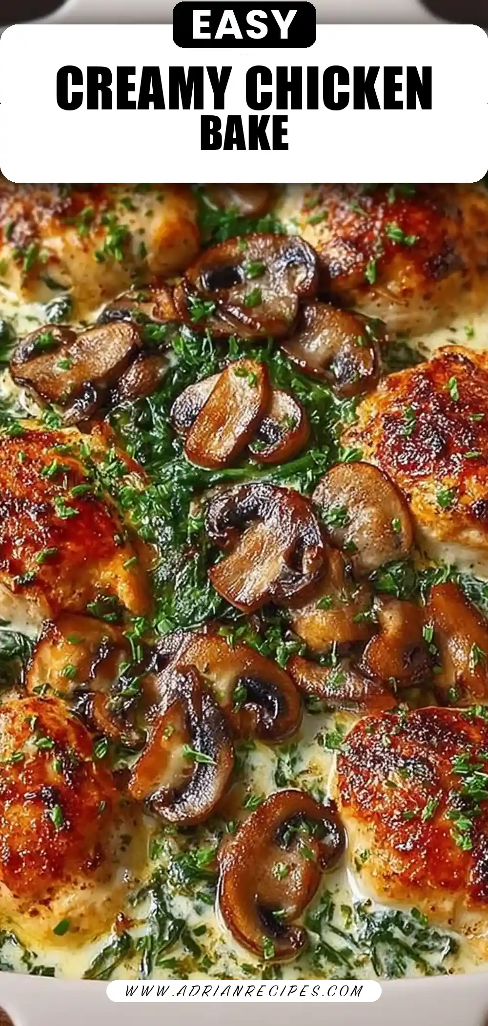 Low Carb Creamy Chicken, Spinach & Mushroom Bake