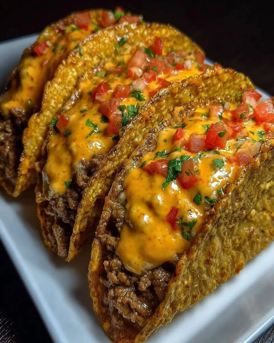 A delicious plate of Cheesy Rotel Beef Tacos