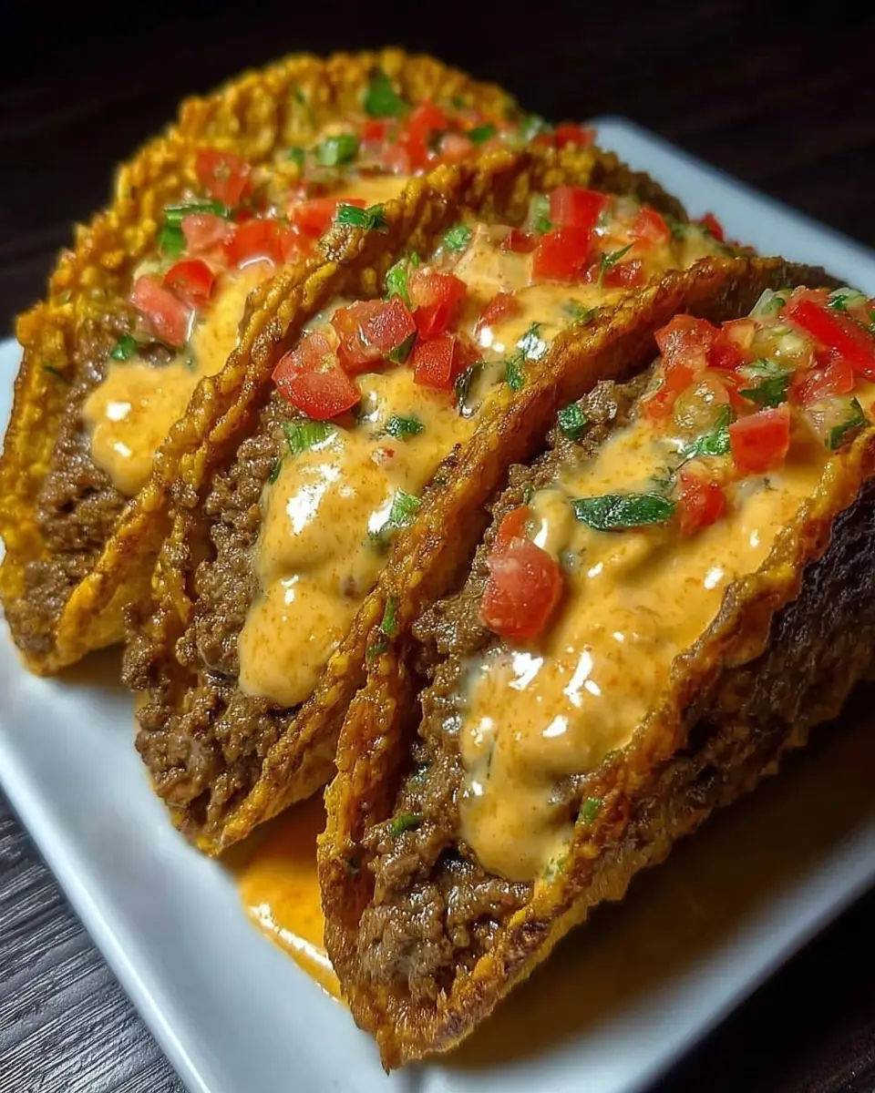 A delicious plate of Cheesy Rotel Beef Tacos