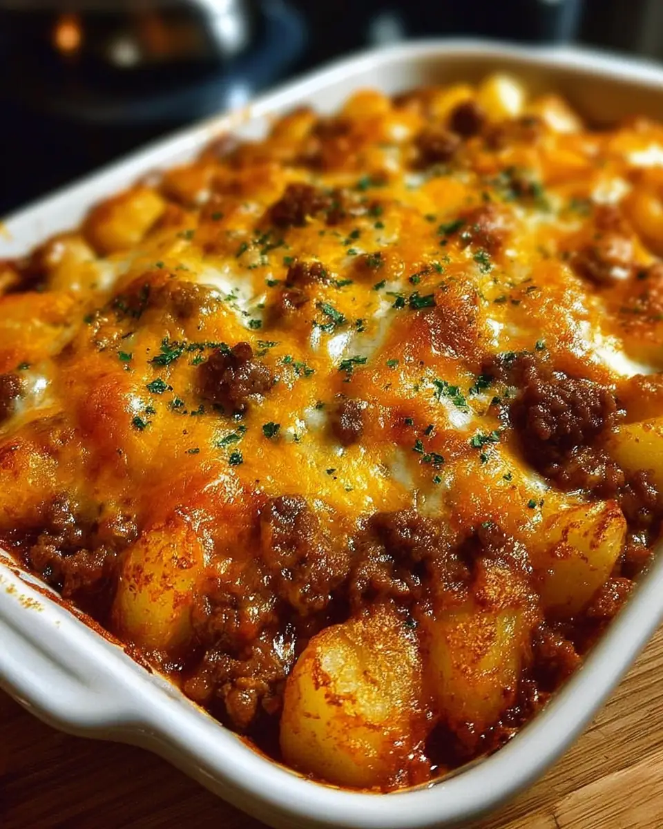 A delicious plate of Easy Cheesy Hobo Casserole