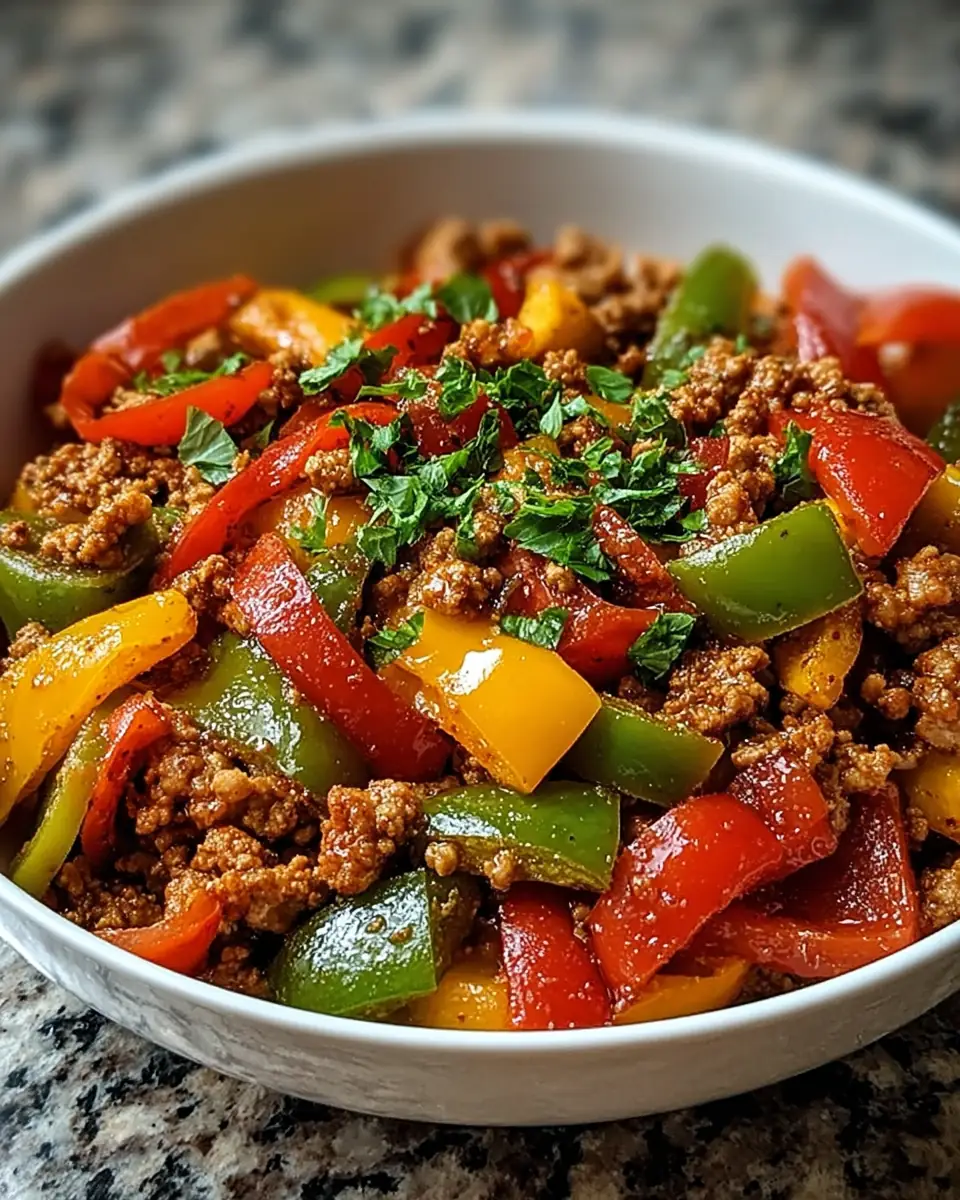 A delicious plate of Ground Turkey and Peppers