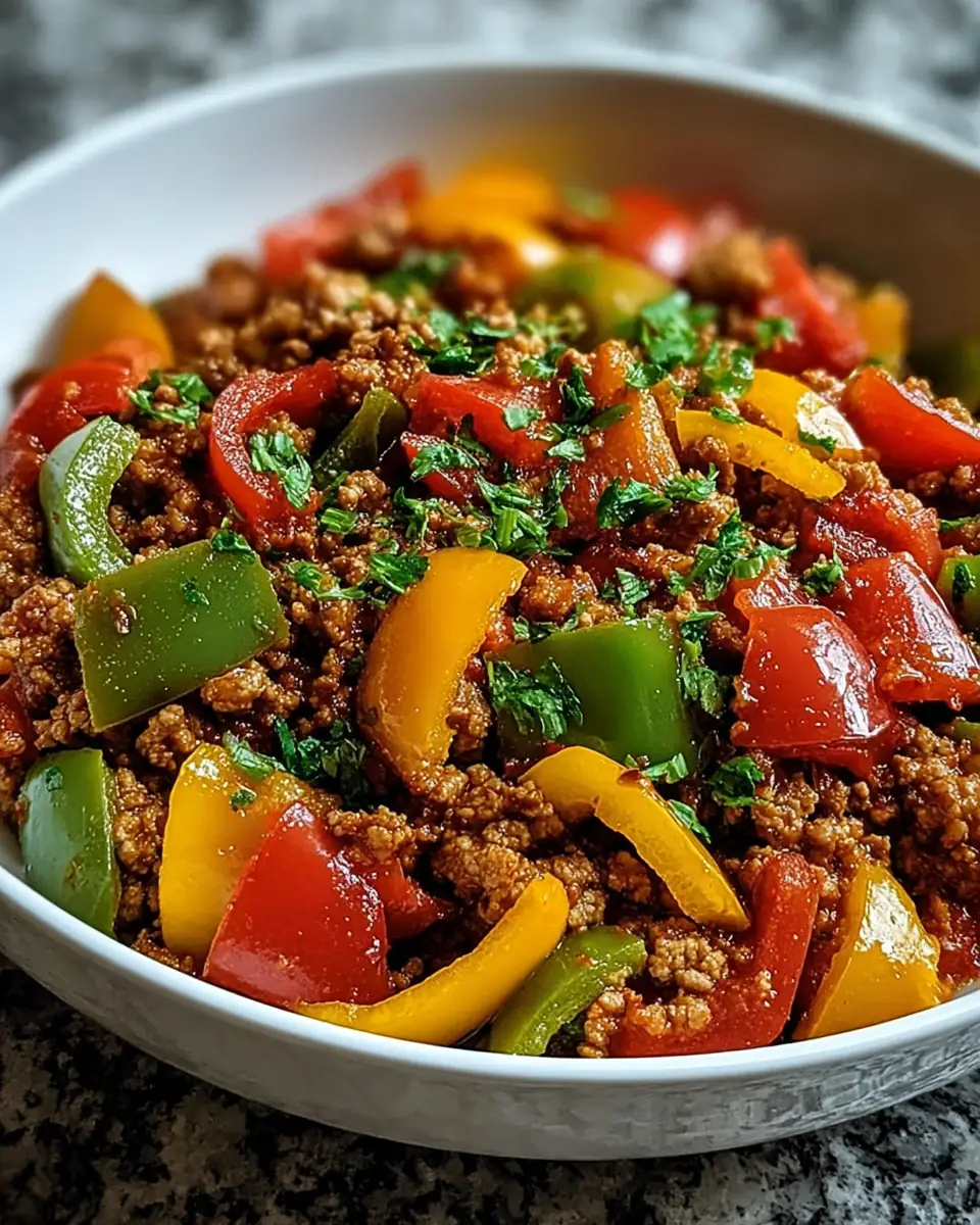 A delicious plate of Ground Turkey and Peppers
