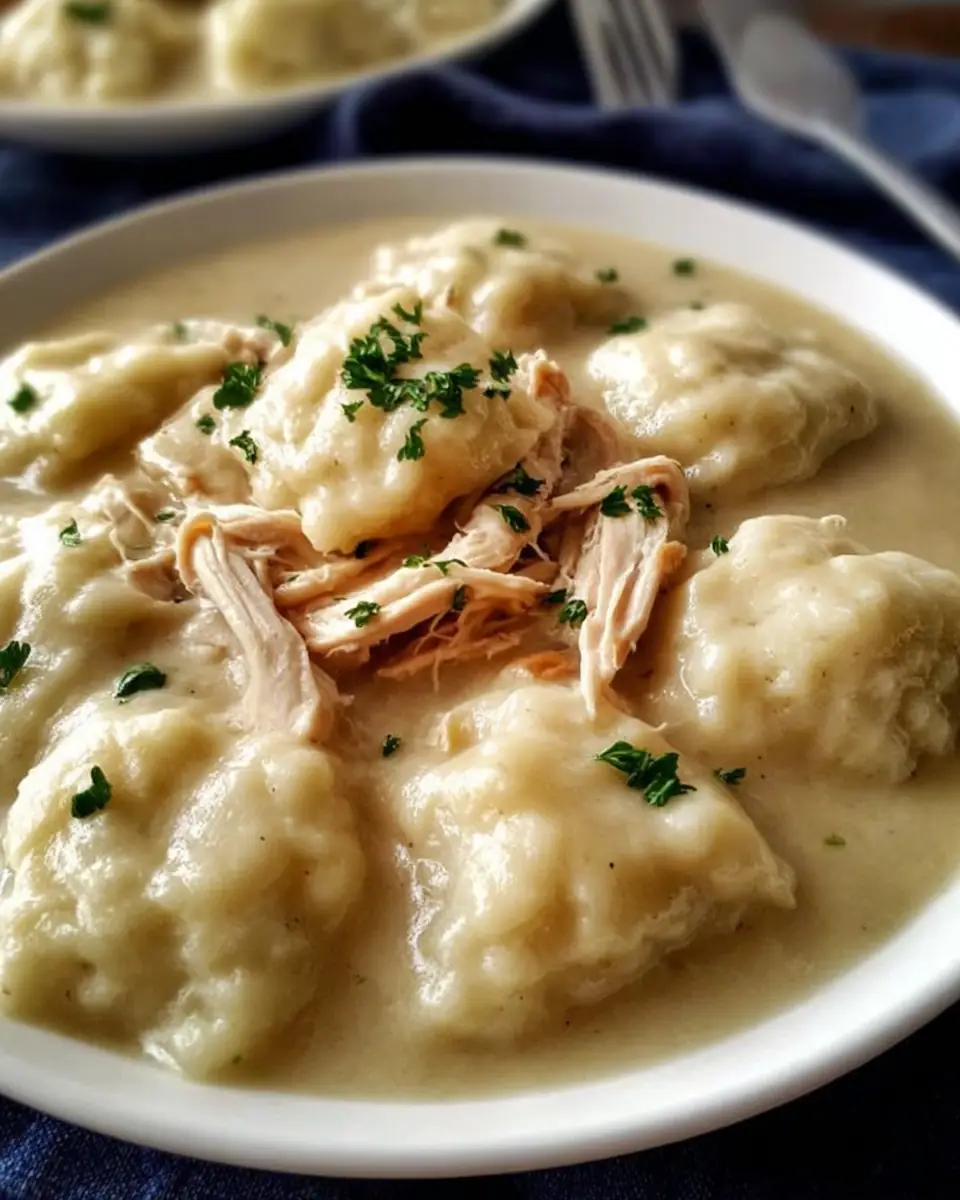 A delicious plate of Homestyle Chicken & Dumplings (Cracker Barrel-Inspired)