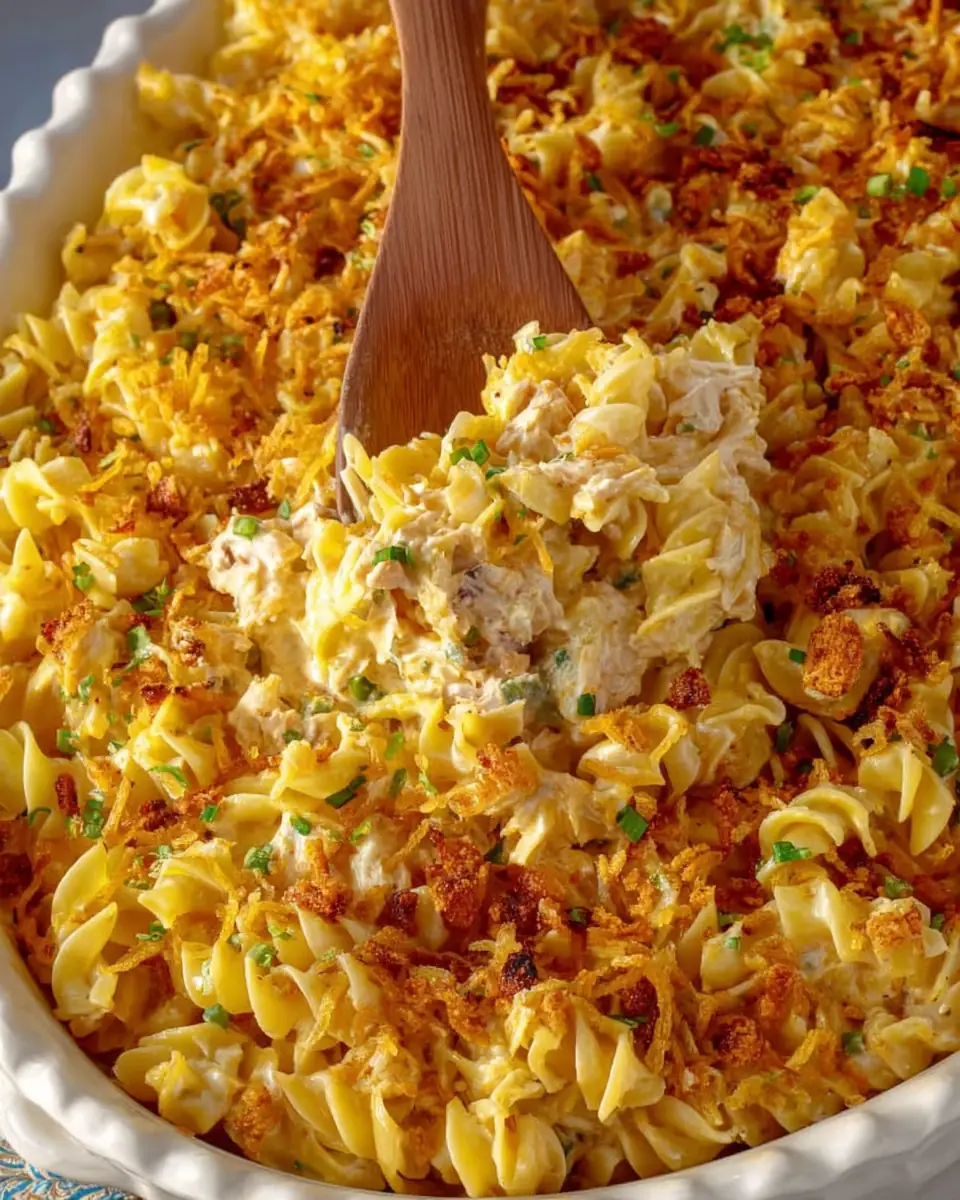 A delicious plate of Old-Fashioned Tuna Noodle Casserole