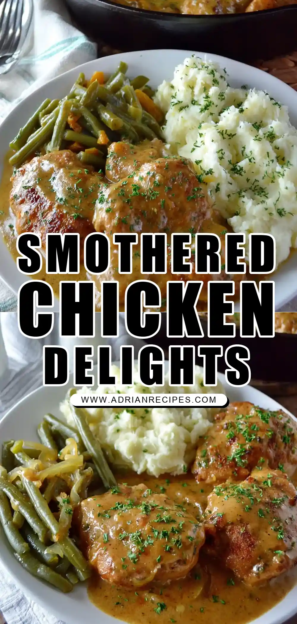 Smothered Chicken with Peppers & Onion Gravy