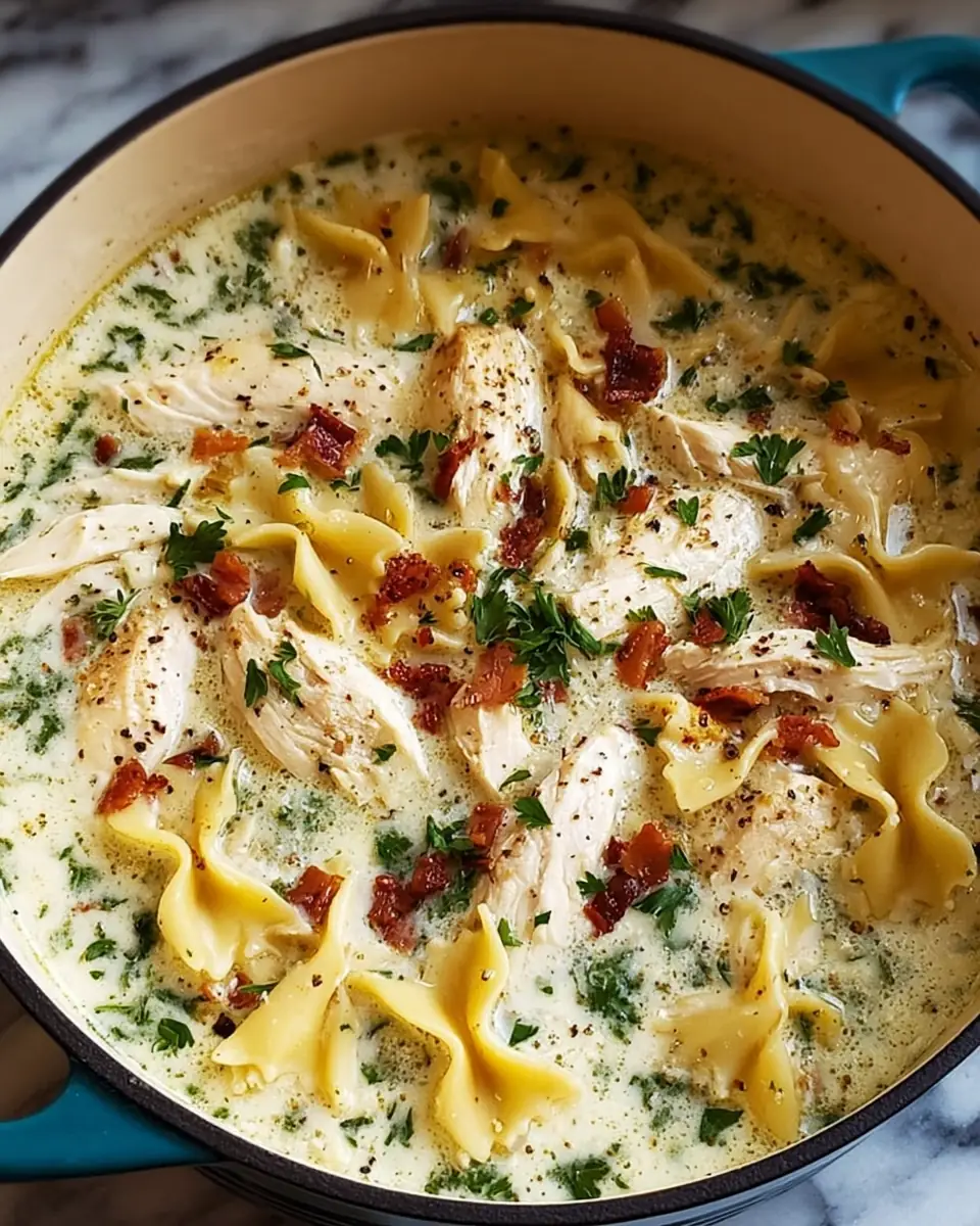 A delicious plate of White Chicken Lasagna Soup