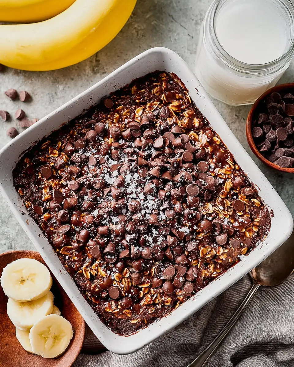 A delicious plate of Chocolate Banana Baked Oatmeal