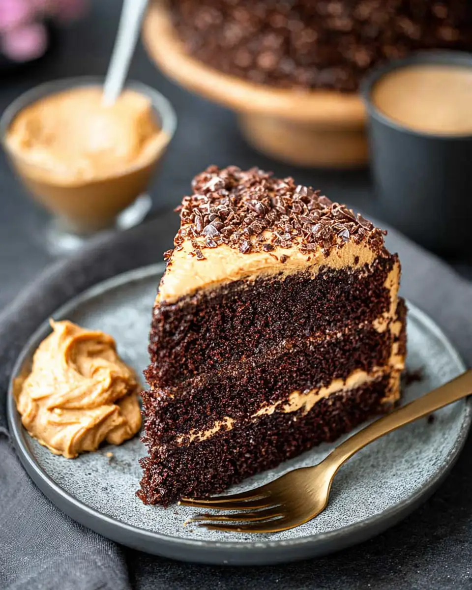 A delicious plate of Chocolate Cake with Chocolate Frosting