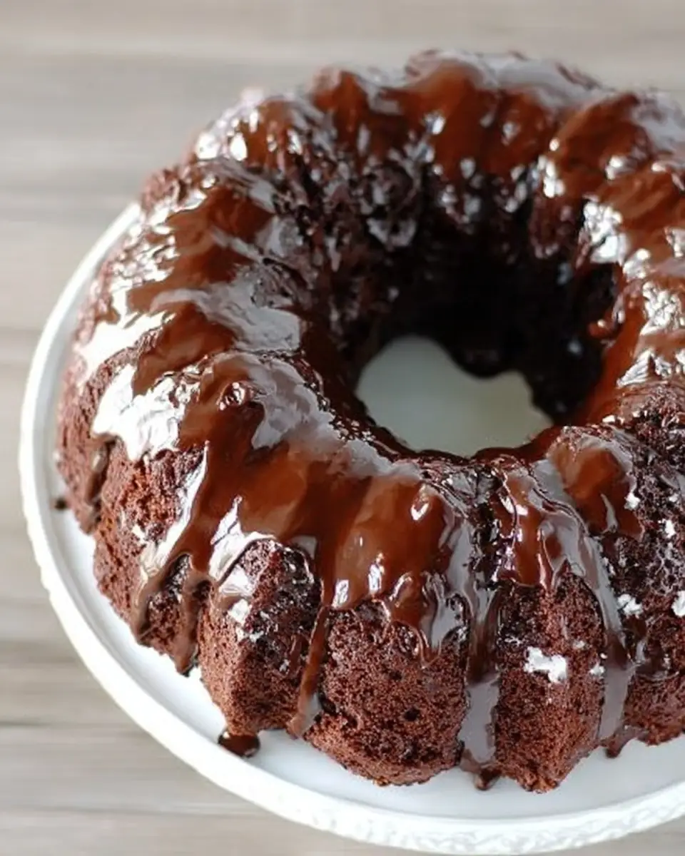 A delicious plate of Chocolate Sour Cream Bundt Cake