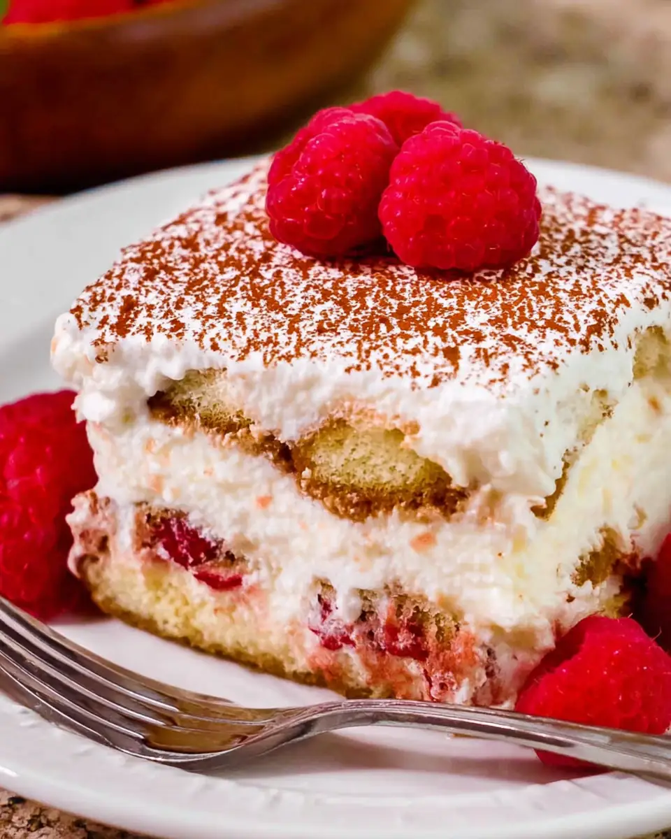 A delicious plate of Raspberry Tiramisu