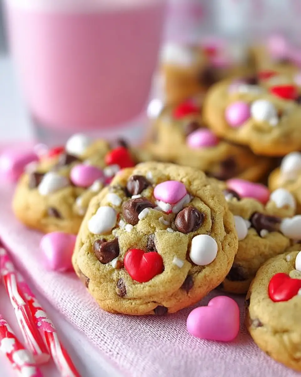 A delicious plate of Valentine Chocolate Chip Cookies