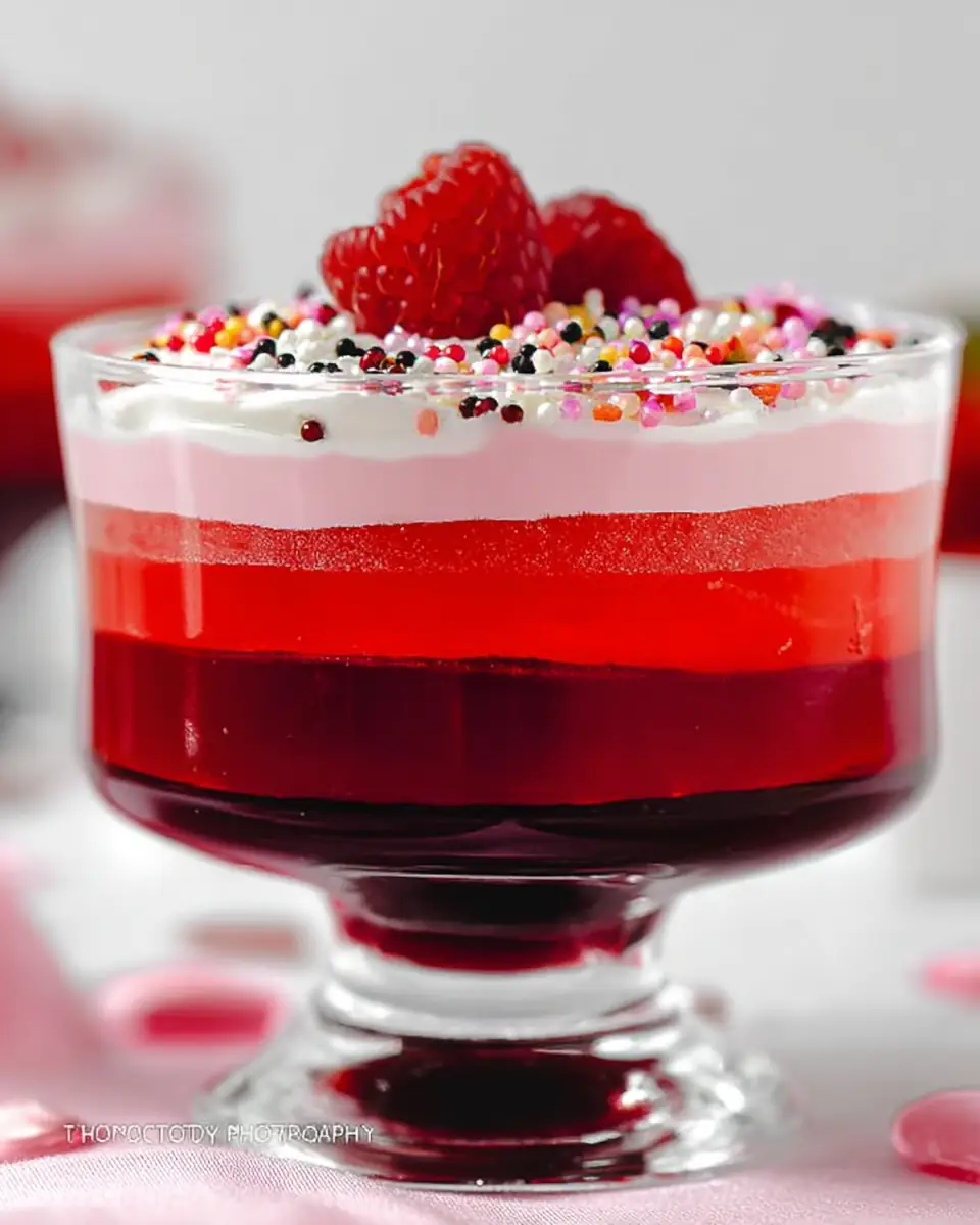 A delicious plate of Valentine Layered Jello Recipe