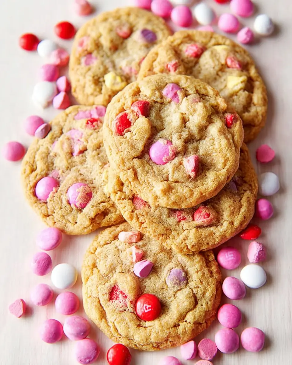 A delicious plate of Valentine’s Day M&M Cookies