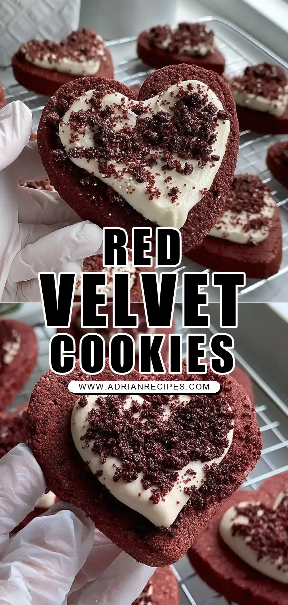 Heart Shaped Red Velvet Frosted Cookies