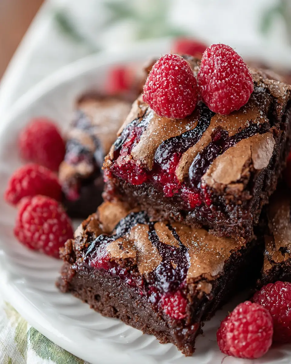 A delicious plate of Raspberry Brownie