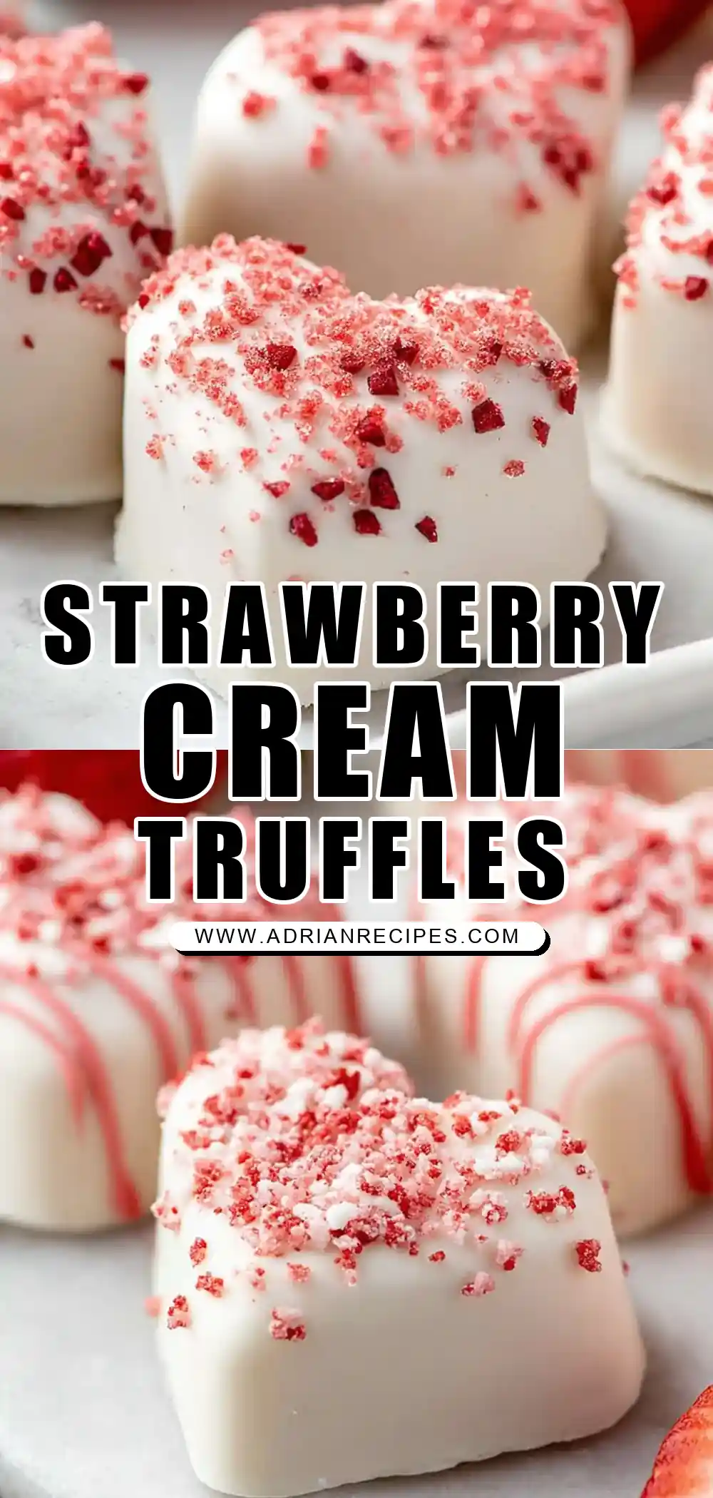 Strawberries and Cream Truffle Hearts