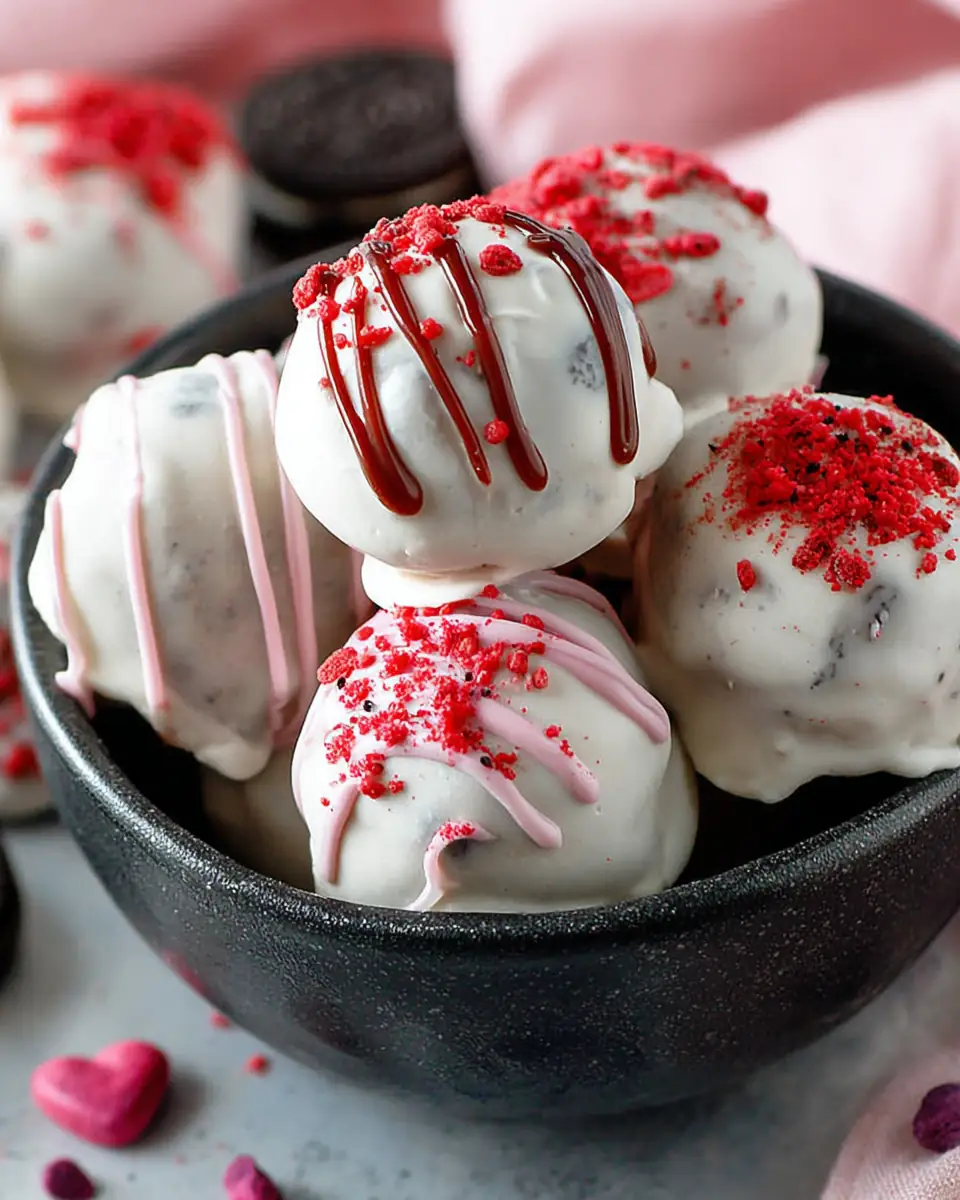 A delicious plate of Valentine's Day Oreo Truffles