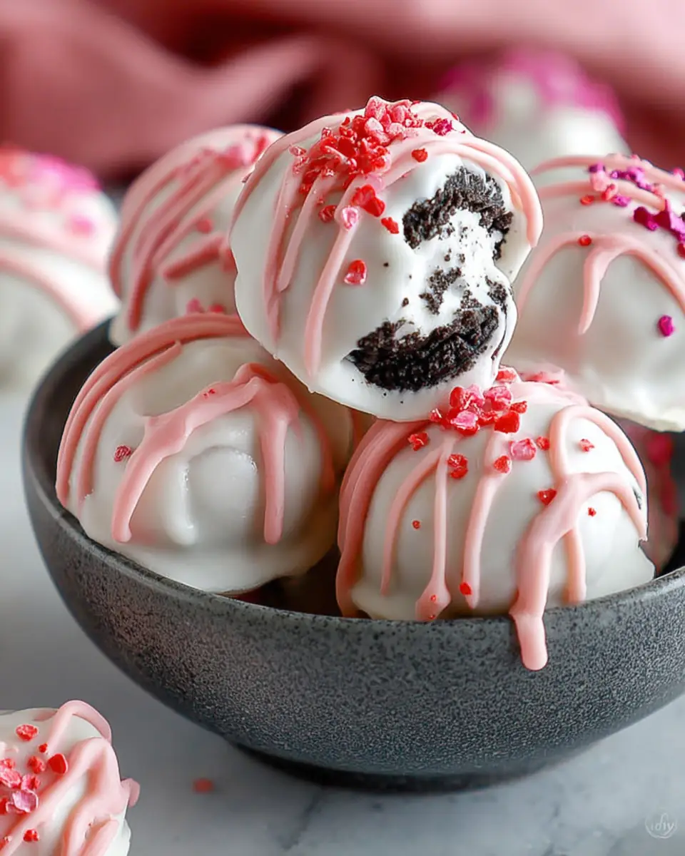 A delicious plate of Valentine's Day Oreo Truffles