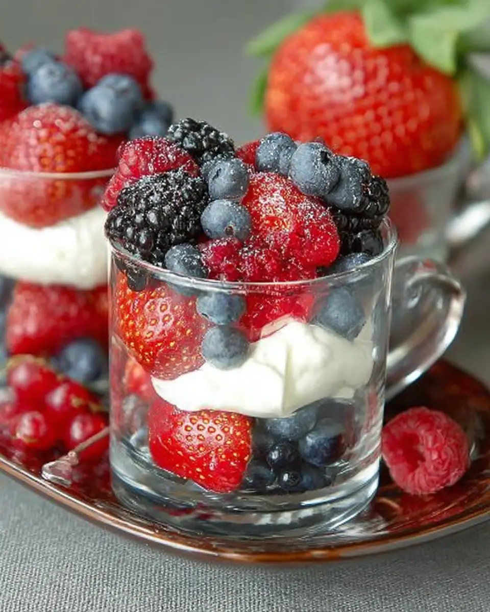 A delicious plate of Berries with Sweet Mascarpone Cream Recipe