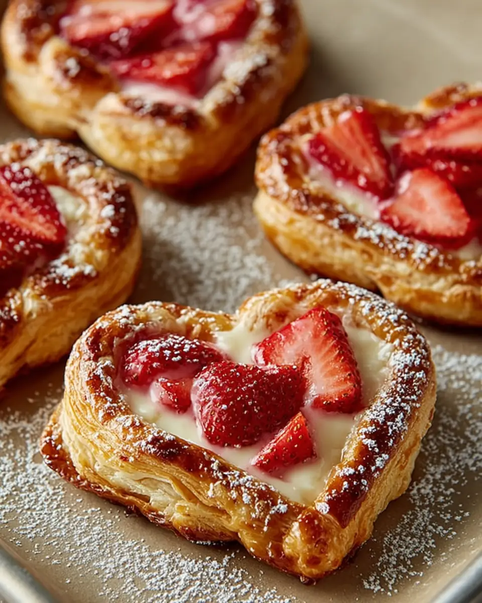 A delicious plate of Best Strawberry Cream Cheese Heart Danishes Recipe (Valentine’s Perfect!)
