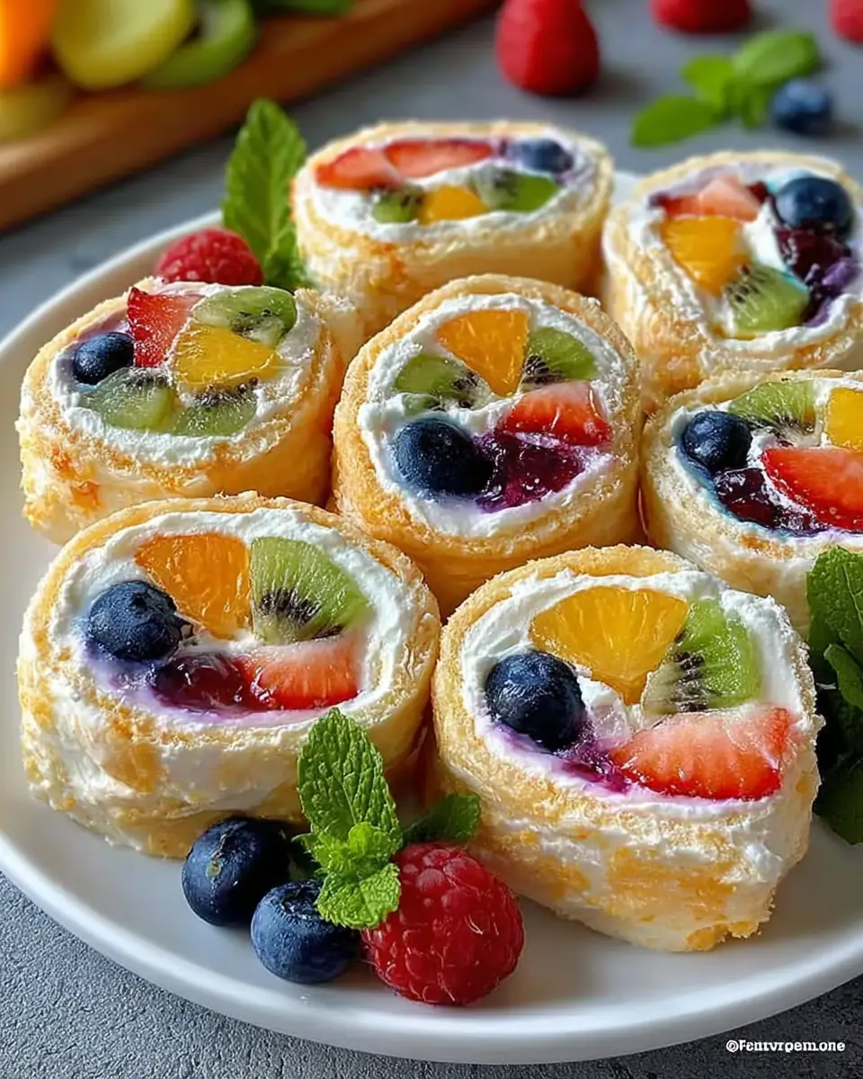 A delicious plate of Cheesecake Fruit Salad Roll Ups