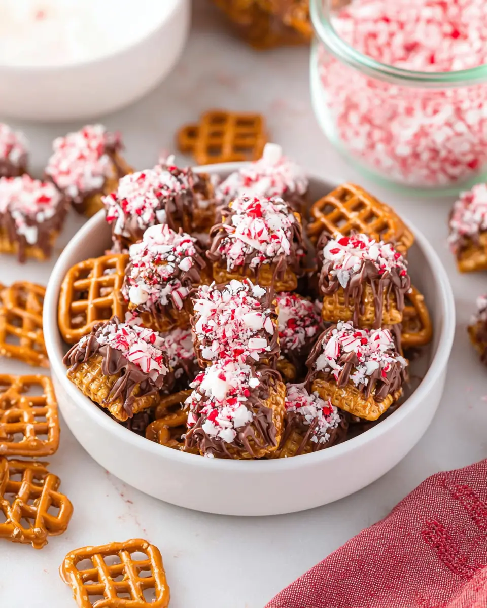 A delicious plate of Christmas Caramel Pretzel Bites