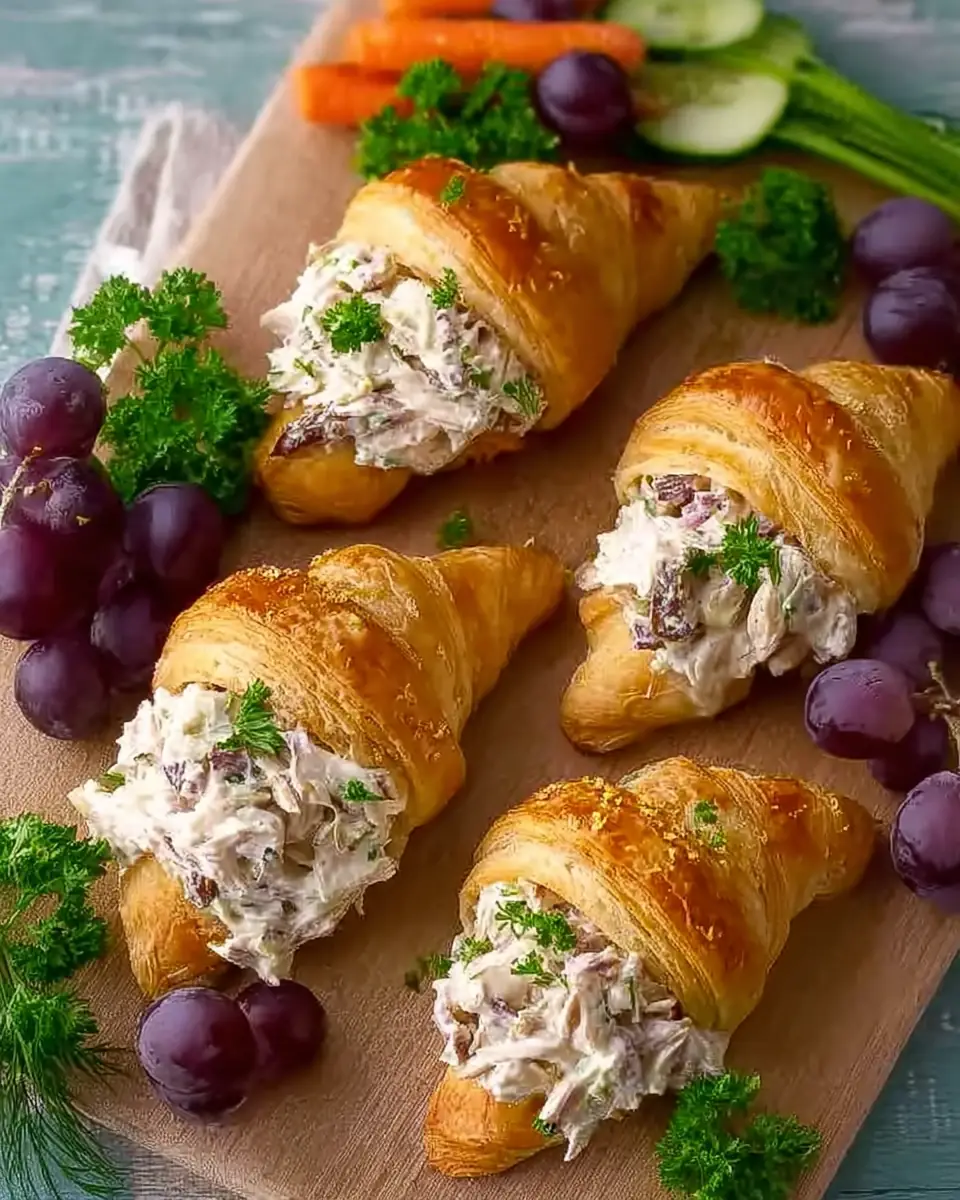 A delicious plate of Crispy Easter Chicken Salad Crescent Rolls