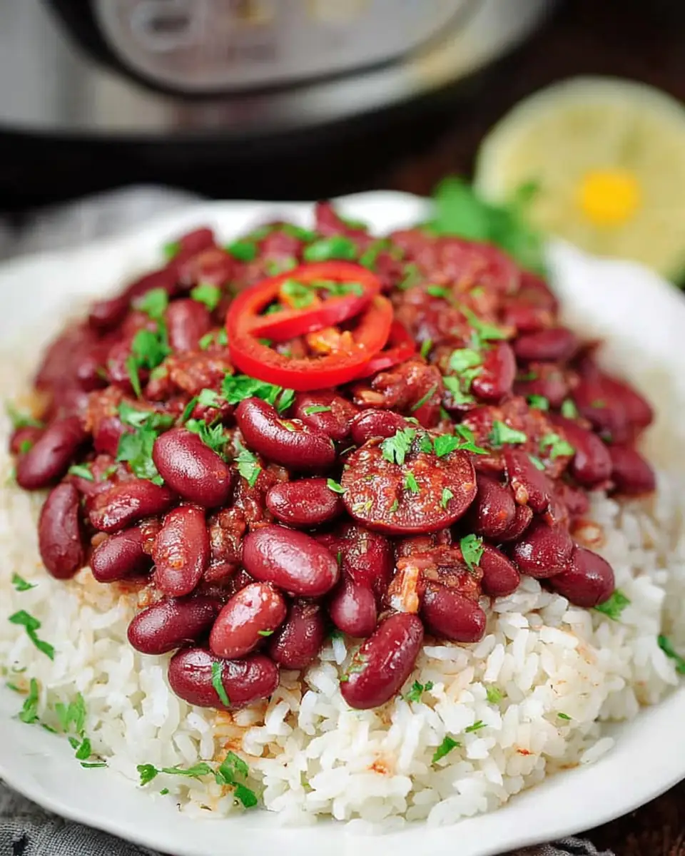 A delicious plate of Easy Instant Pot Red Beans And Rice