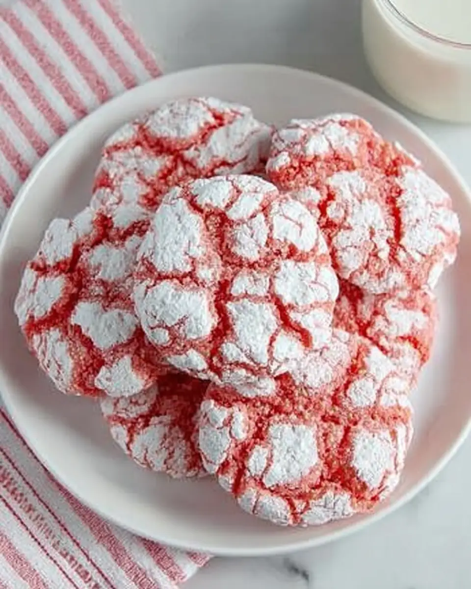 A delicious plate of Easy Strawberry Crinkle Cookies with Cake Mix