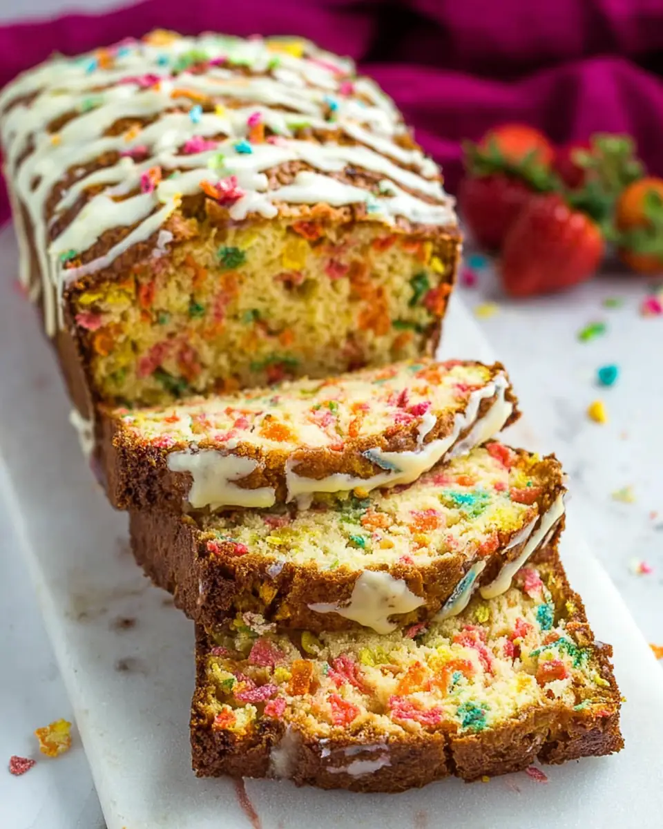 A delicious plate of Fruity Pebble Breakfast Bread
