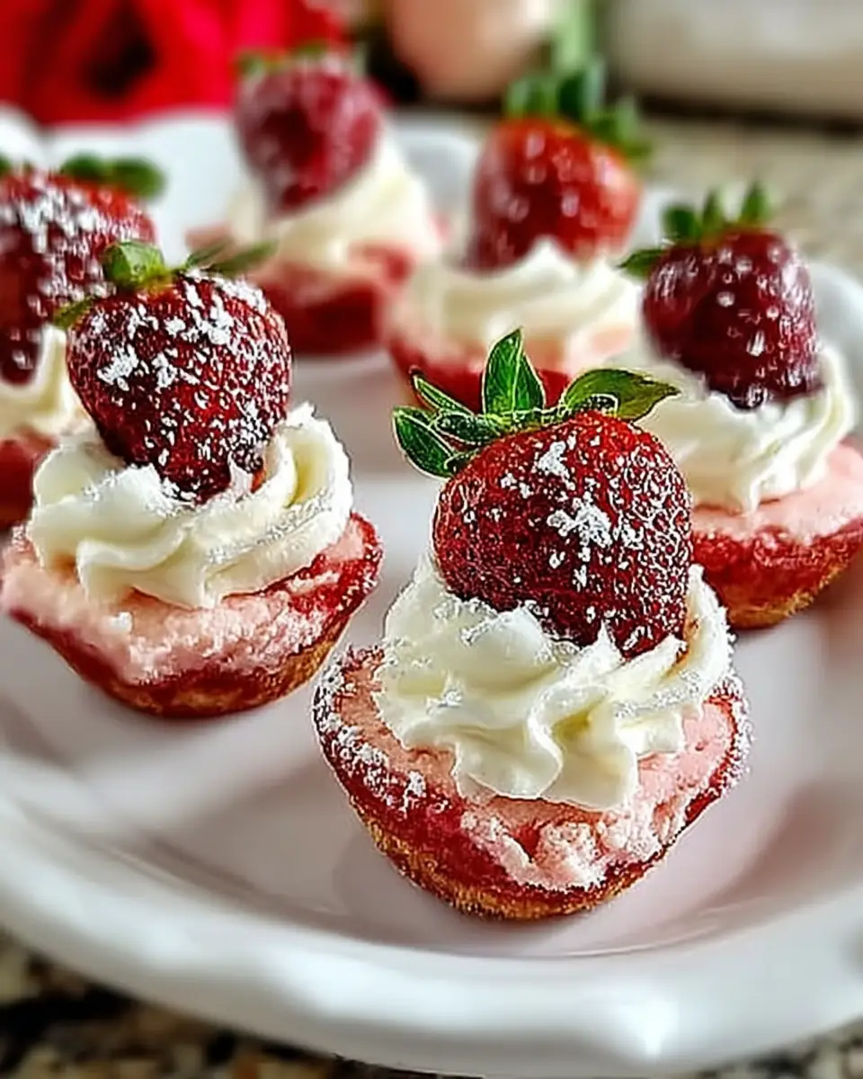 A delicious plate of Irresistible Strawberry Cheesecake Strawberry Bites to Love