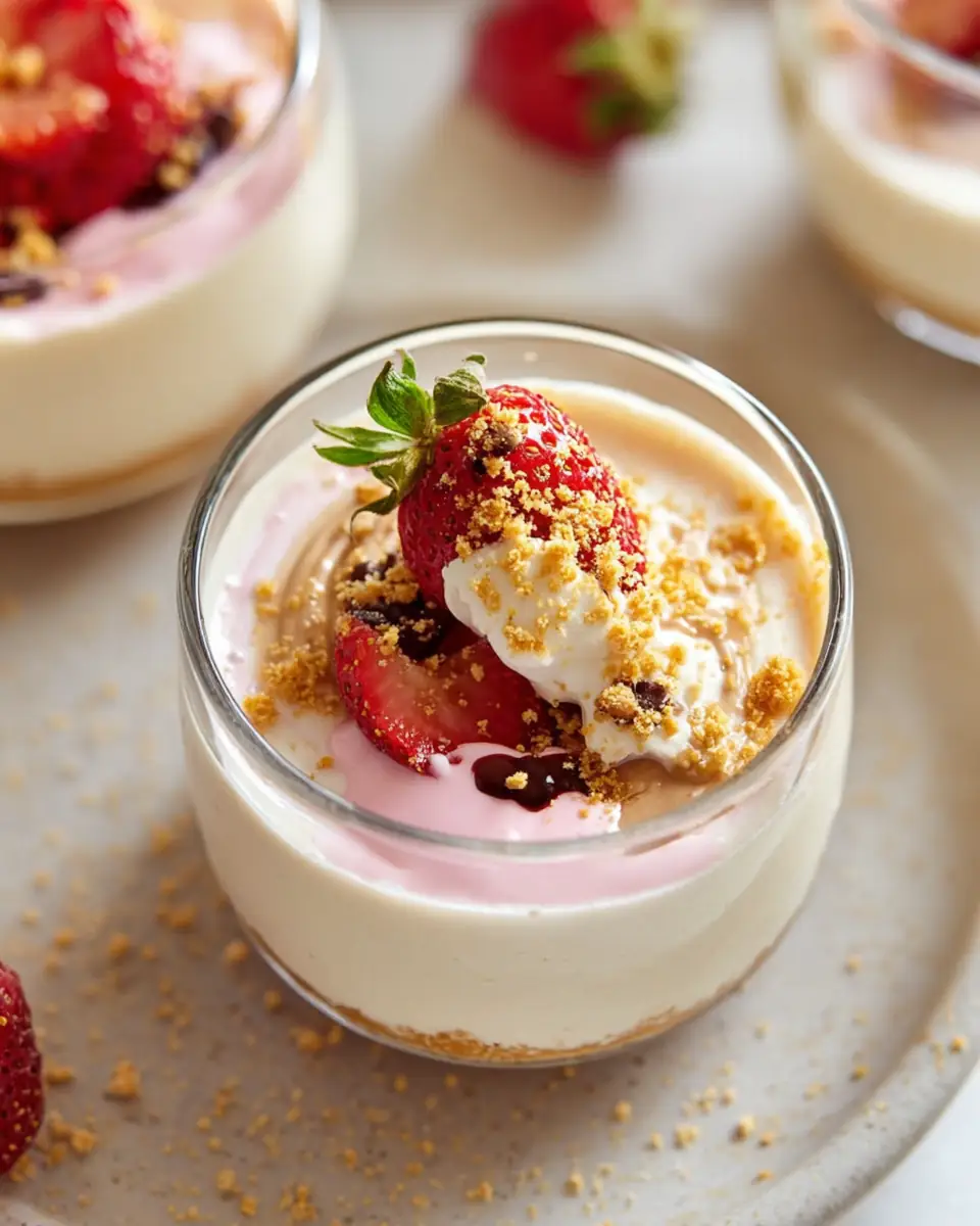 A delicious plate of No Bake Cheesecake Cups