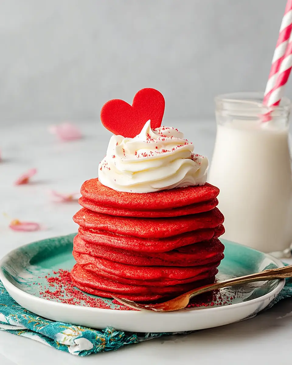 A delicious plate of Red Velvet Pancakes