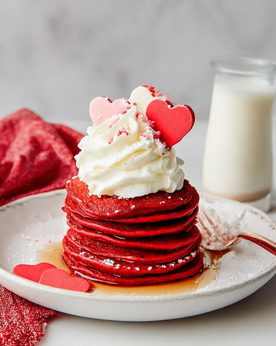 A delicious plate of Red Velvet Pancakes