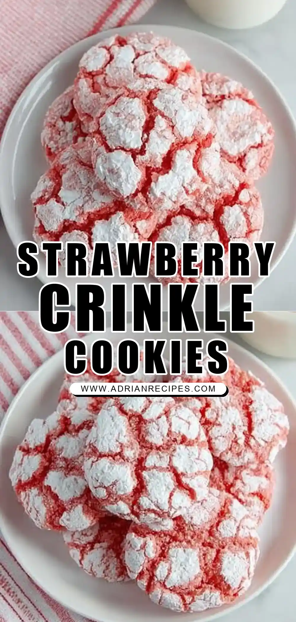Easy Strawberry Crinkle Cookies with Cake Mix