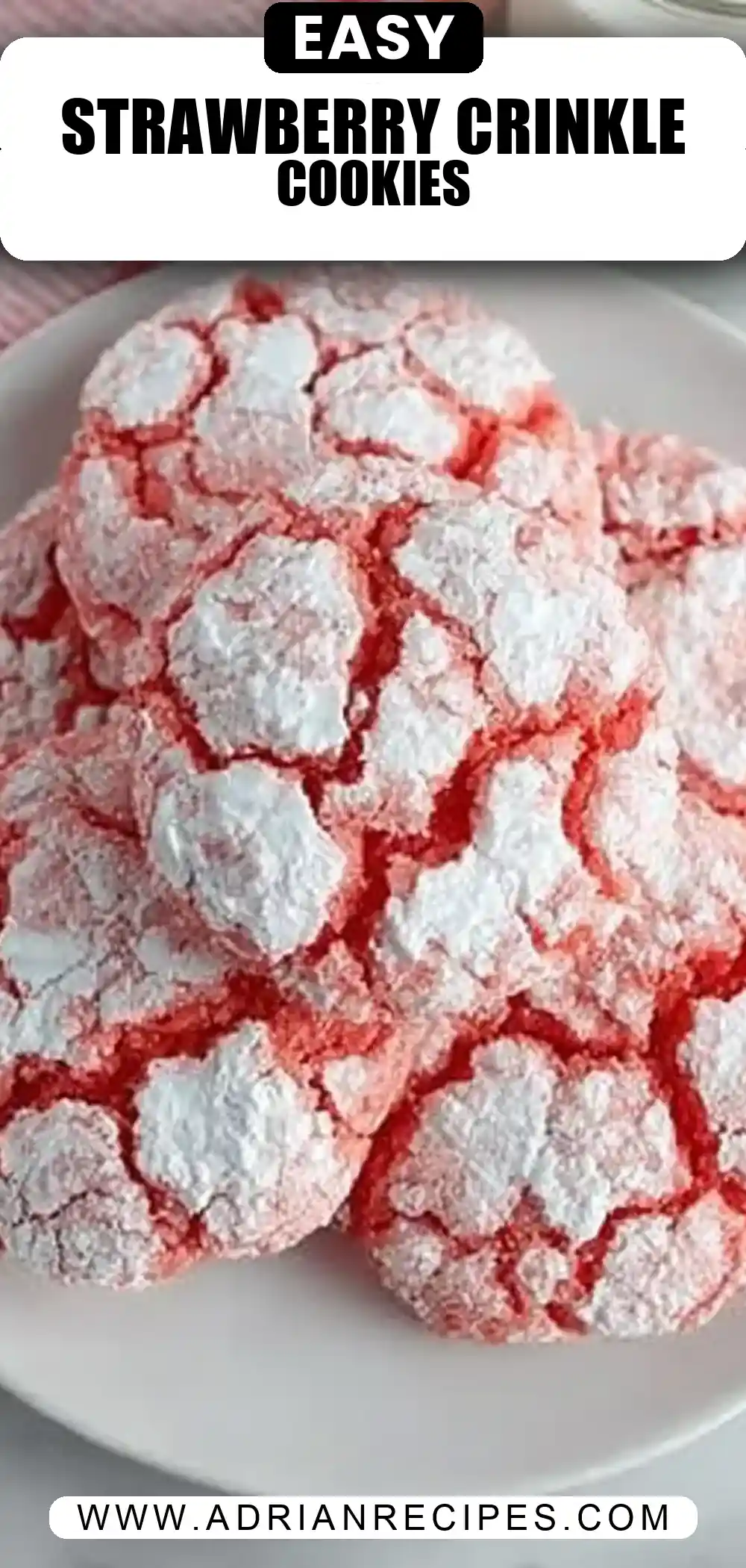 Easy Strawberry Crinkle Cookies with Cake Mix